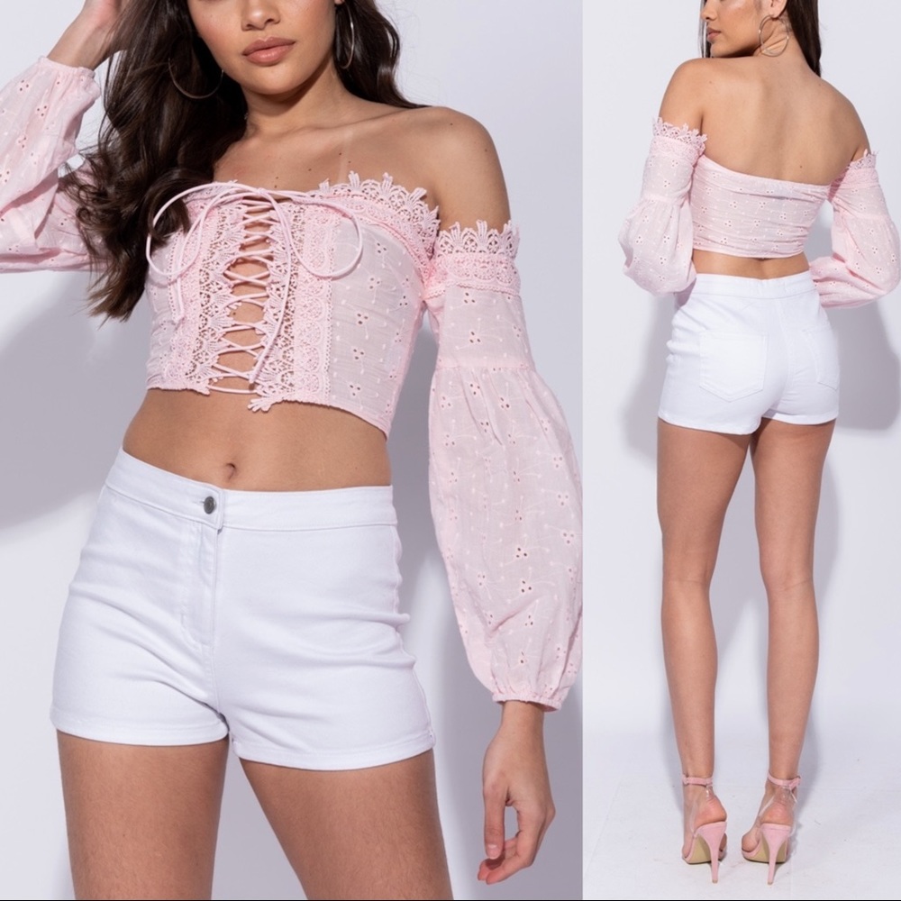 Just In! Temptress -  Off Shoulder Corset Crop Top - Picture 6 of 7
